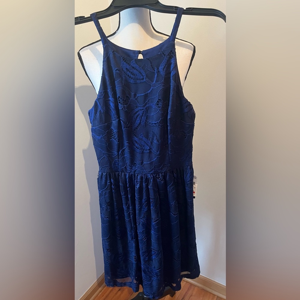 NWT BCX Dress Navy Blue A-Line Lace Dress Size 5